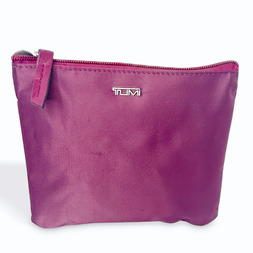 TUMI for Delta Zip Pouch Travel Case Toiletries Makeup Bag Purple Plum EUC